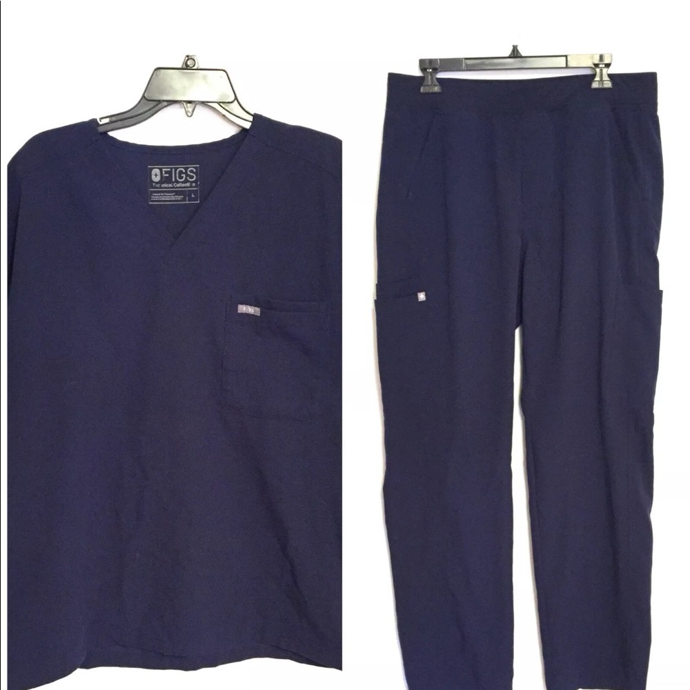 MENS FIGS SCRUB SET NAVY BLUE SIZE LARGE